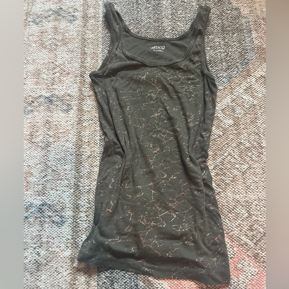 BCG green tank with rose gold marble detail